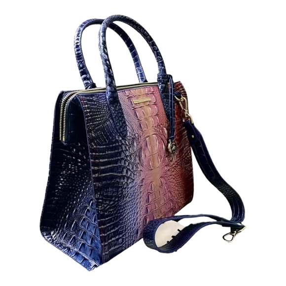 Brahmin DREAMER OMBRE MELBOURNE Leather CAROLINE Satchel Crossbody Purple New‎ - Picture 7 of 13